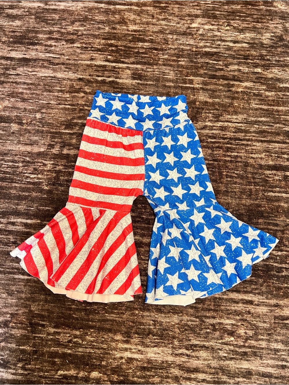 Girls Patriotic Red & Blue Star Stripe Bell-Bottoms